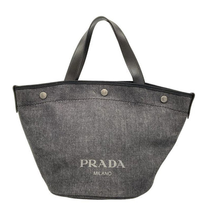 Prada Tote Bag  1bg244 Dark Gray And Black Cotton Leather