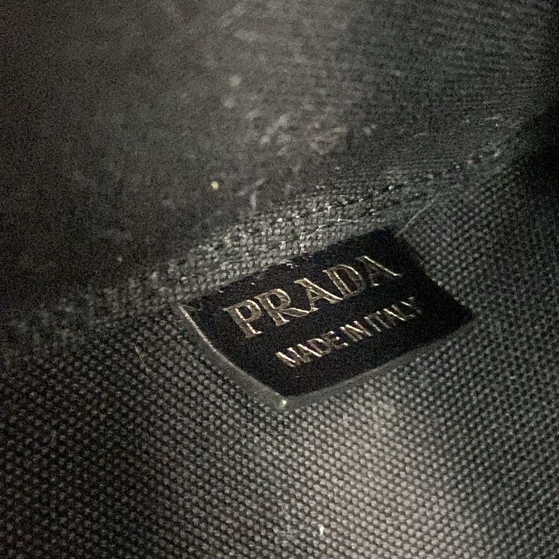 Prada Tote Bag  1bg244 Dark Gray And Black Cotton Leather