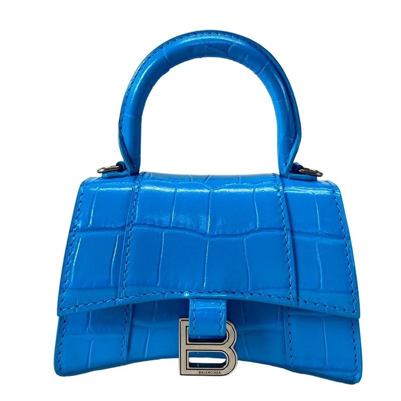 Balenciaga Handbag Hourglass Mini 664676 Light Blue Mini Bag Shape Pressed