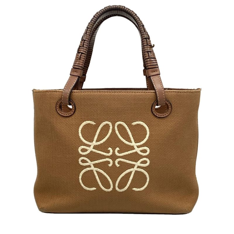 Loewe Handbag Anagram Tote Mini Brown Leather