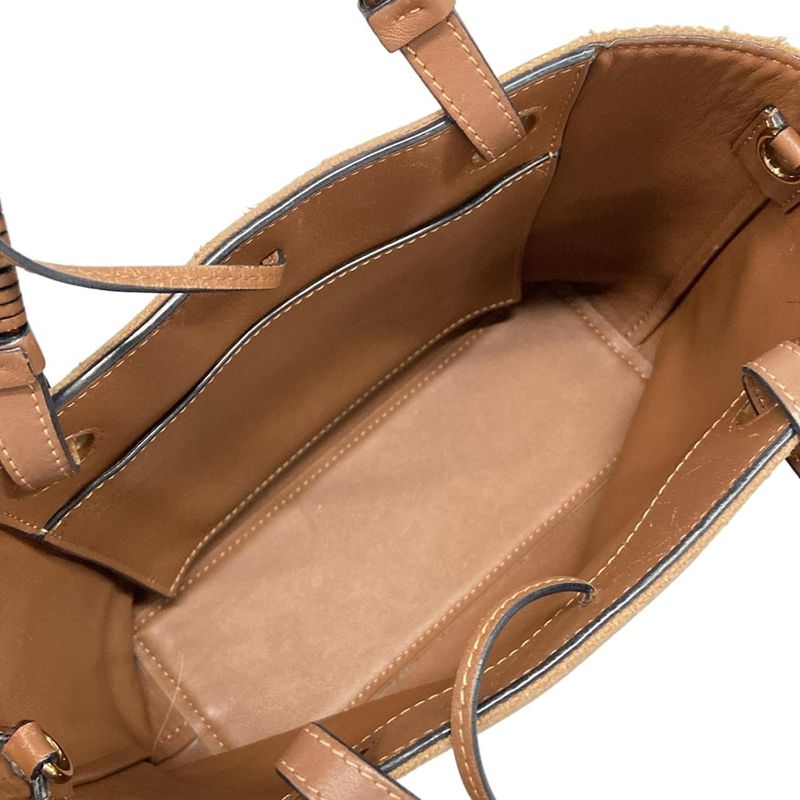 Loewe Handbag Anagram Tote Mini Brown Leather