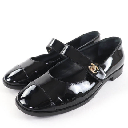 Excellent Condition Chanel G45280 Mary Jane Coco Mark Turnlock Patent