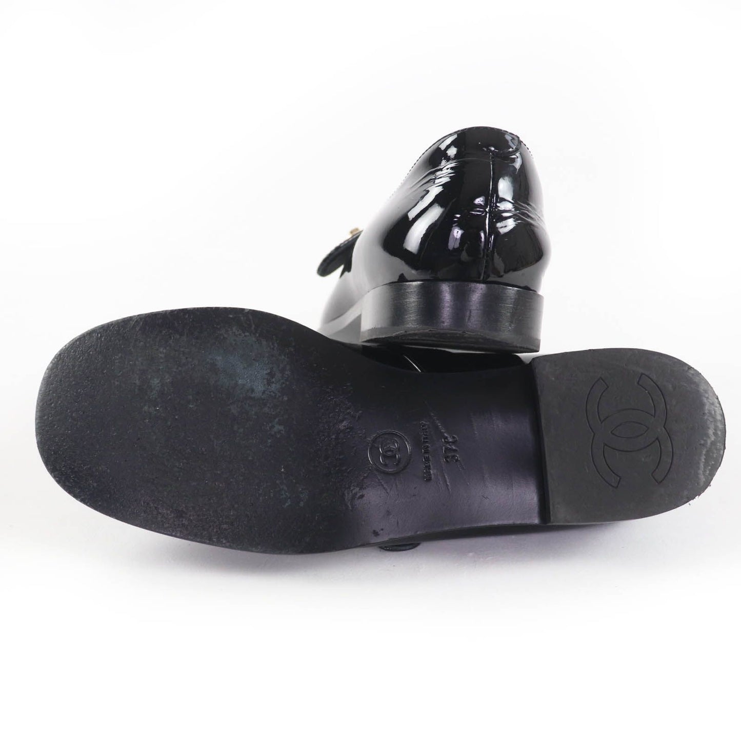 Excellent Condition Chanel G45280 Mary Jane Coco Mark Turnlock Patent