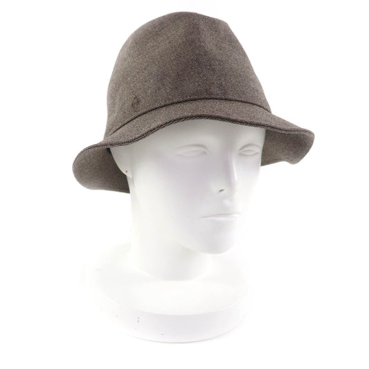 Excellent Condition Hermes H Embroidered Bucket Hat Hat Brown 57 Made in