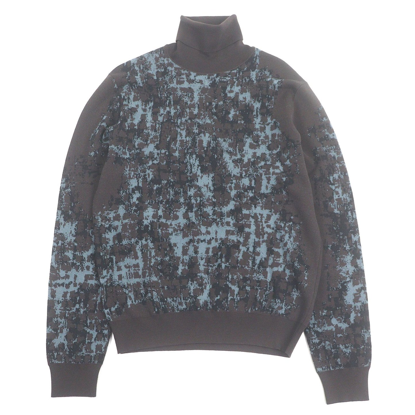 Excellent Condition Hermes 22aw Wool All Over Pattern Long Sleeve Turtleneck