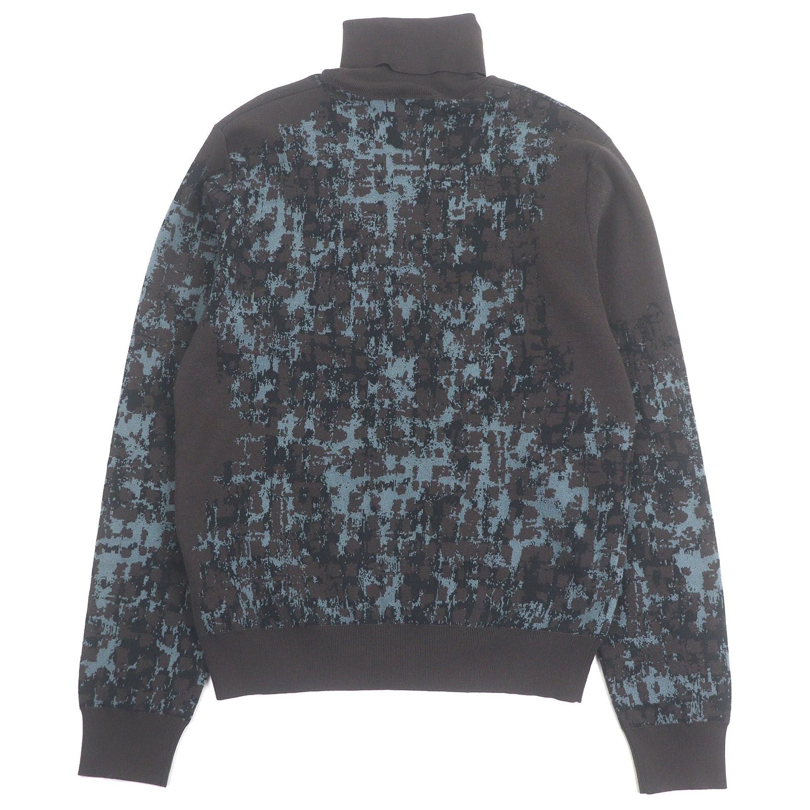 Excellent Condition Hermes 22aw Wool All Over Pattern Long Sleeve Turtleneck