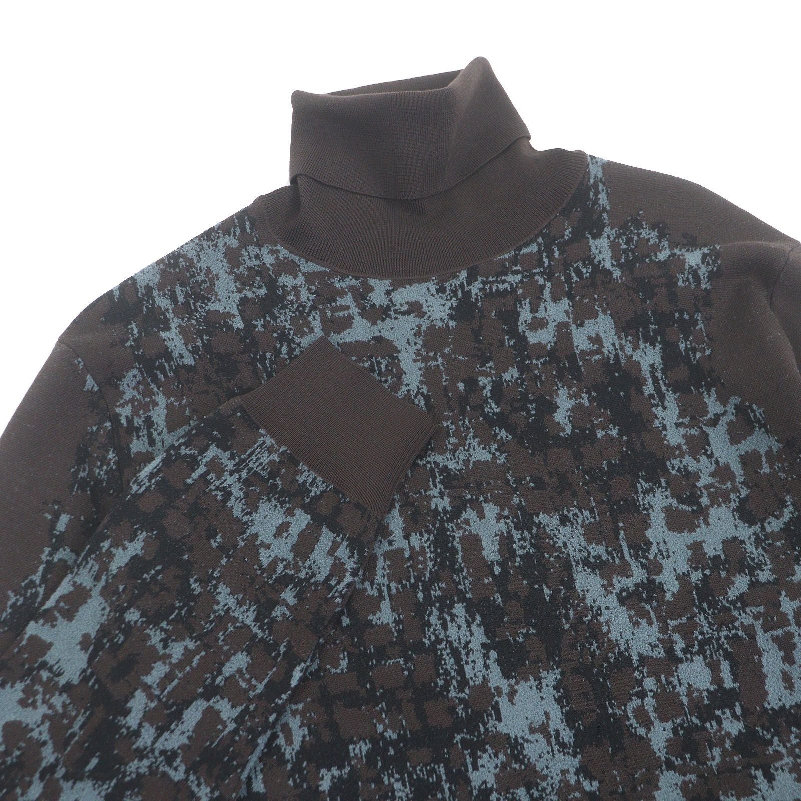 Excellent Condition Hermes 22aw Wool All Over Pattern Long Sleeve Turtleneck