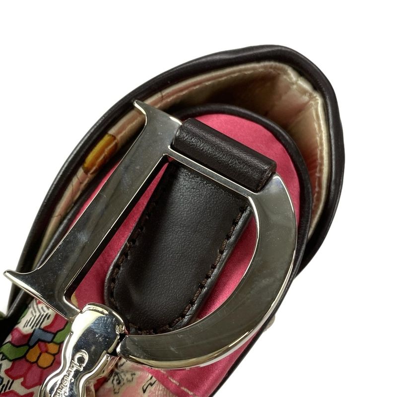 DIOR Christian Dior Shoulder Bag Saddle Bag Ivory X Pink X Green Leather