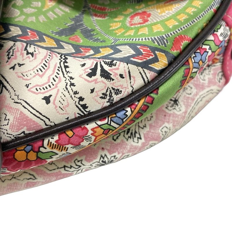 DIOR Christian Dior Shoulder Bag Saddle Bag Ivory X Pink X Green Leather