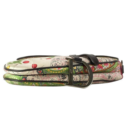 DIOR Christian Dior Shoulder Bag Saddle Bag Ivory X Pink X Green Leather