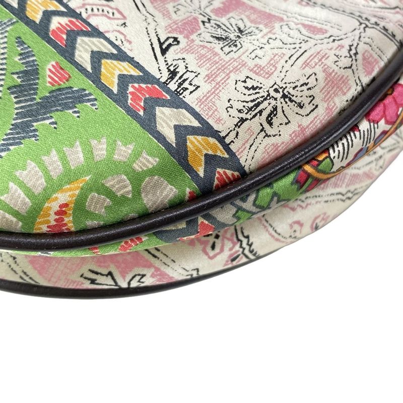 DIOR Christian Dior Shoulder Bag Saddle Bag Ivory X Pink X Green Leather