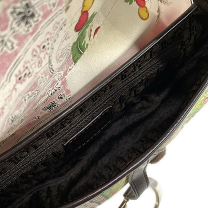DIOR Christian Dior Shoulder Bag Saddle Bag Ivory X Pink X Green Leather