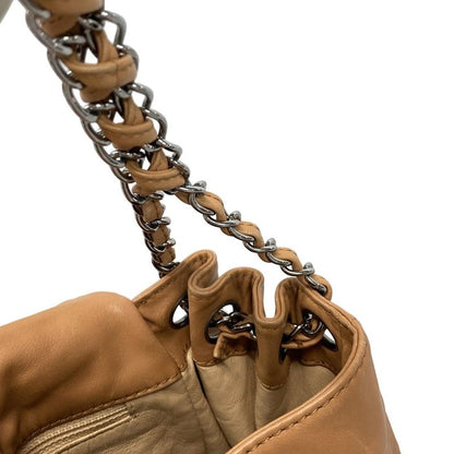 Chanel Shoulder Bag Luxury Line Light Brown Flap Bag Coco Mark Silver Hardware