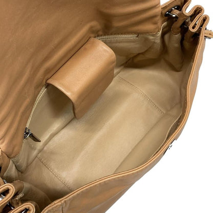 Chanel Shoulder Bag Luxury Line Light Brown Flap Bag Coco Mark Silver Hardware