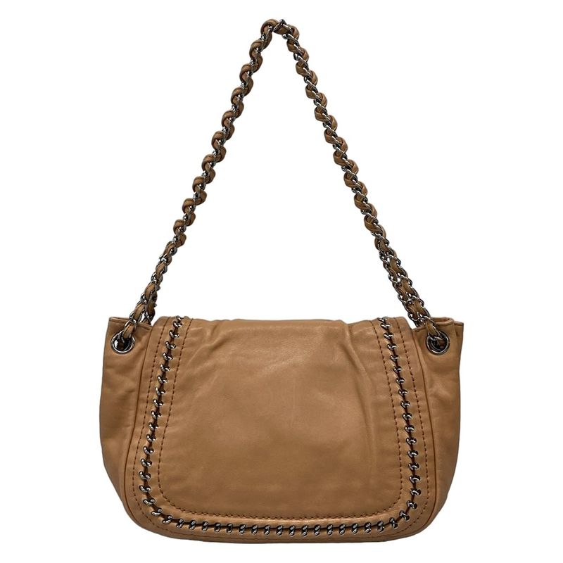 Chanel Shoulder Bag Luxury Line Light Brown Flap Bag Coco Mark Silver Hardware
