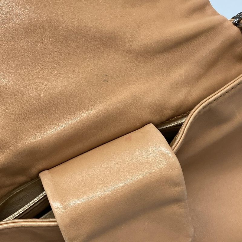 Chanel Shoulder Bag Luxury Line Light Brown Flap Bag Coco Mark Silver Hardware