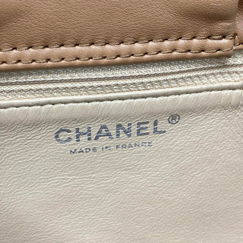Chanel Shoulder Bag Luxury Line Light Brown Flap Bag Coco Mark Silver Hardware