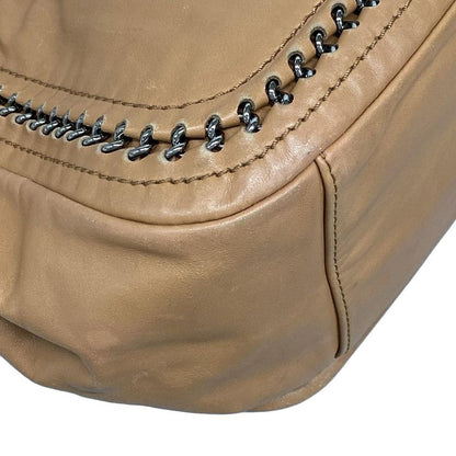 Chanel Shoulder Bag Luxury Line Light Brown Flap Bag Coco Mark Silver Hardware