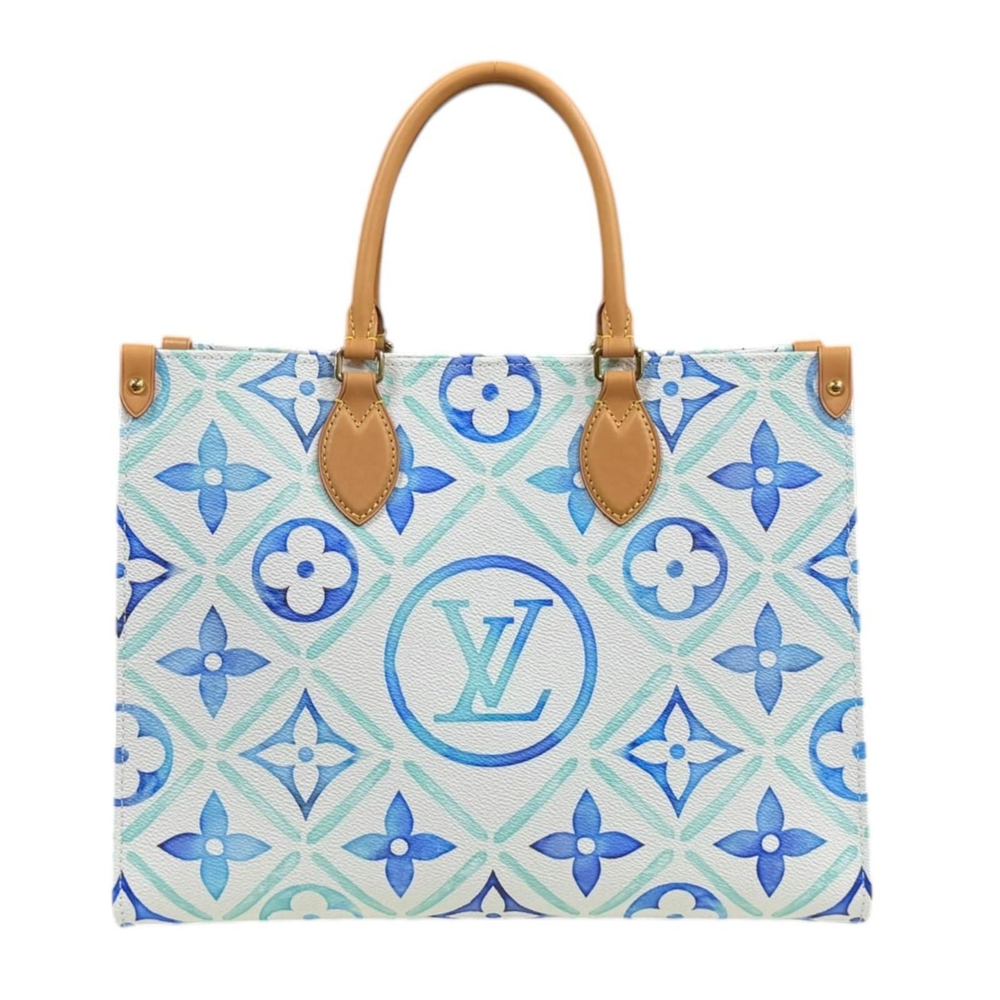 Louis Vuitton on the Go MM Lvmonogram Tile Shoulder Bag PVC M11262 Blue Ladies