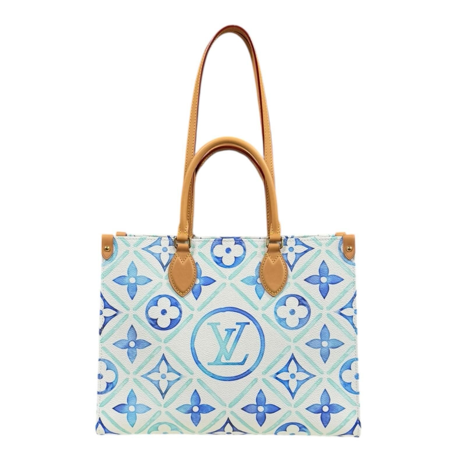 Louis Vuitton on the Go MM Lvmonogram Tile Shoulder Bag PVC M11262 Blue Ladies