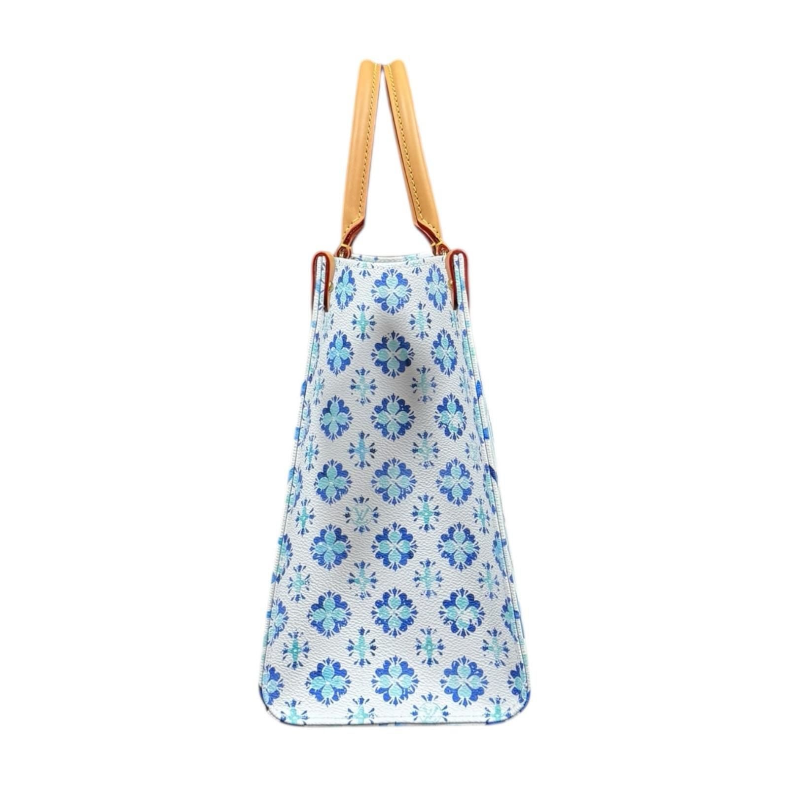 Louis Vuitton on the Go MM Lvmonogram Tile Shoulder Bag PVC M11262 Blue Ladies