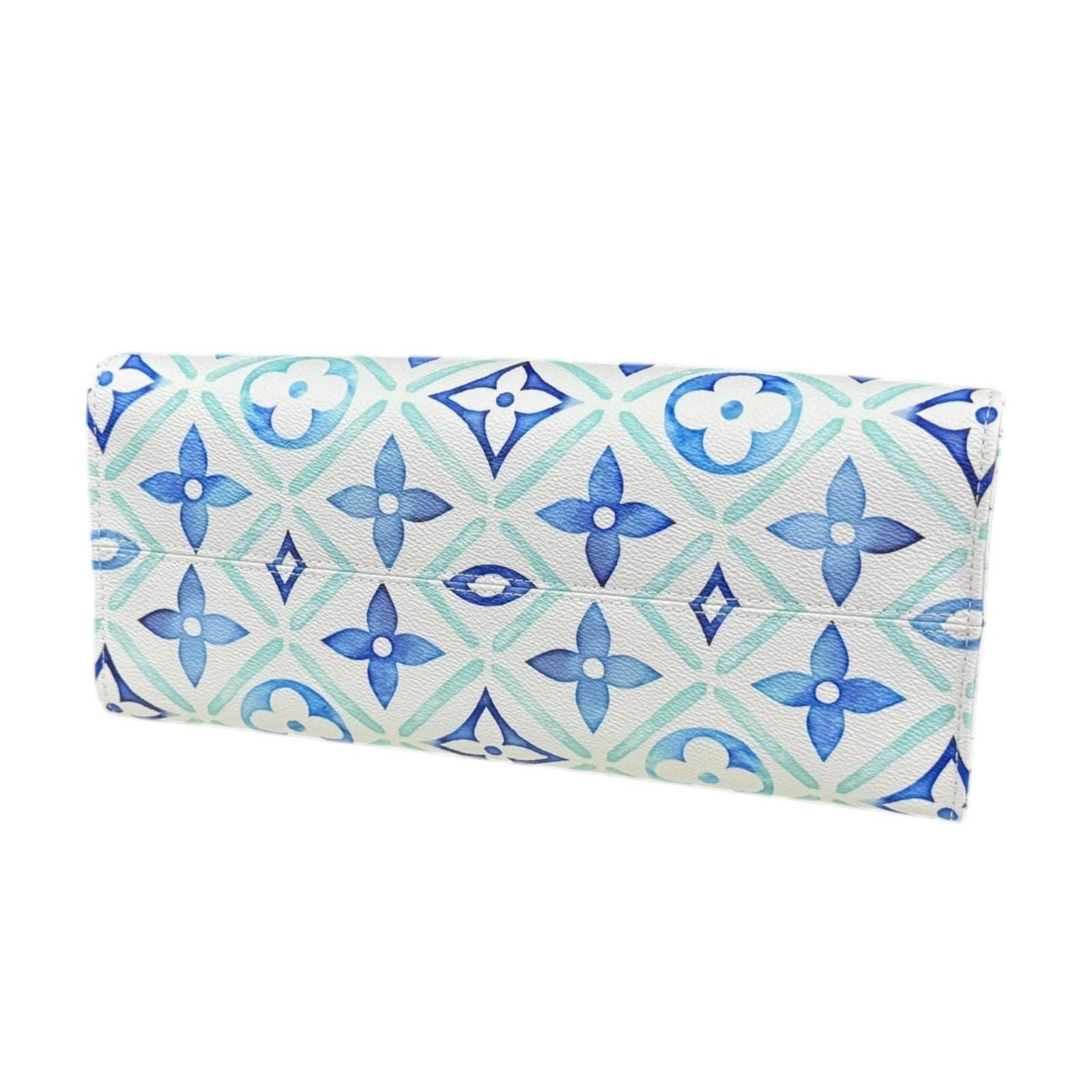 Louis Vuitton on the Go MM Lvmonogram Tile Shoulder Bag PVC M11262 Blue Ladies