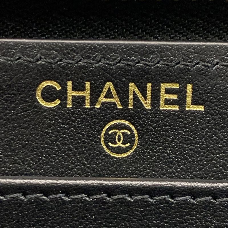 Chanel Long Wallet CC Filigree Navy And Black Gold Hardware Round Zipper Leather
