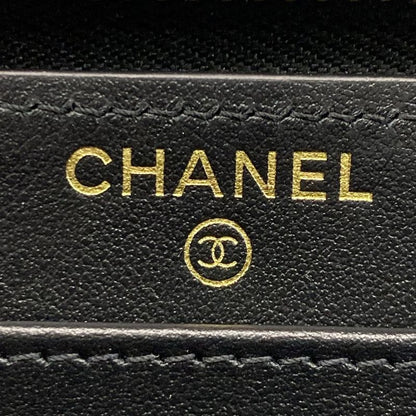 Chanel Long Wallet CC Filigree Navy And Black Gold Hardware Round Zipper Leather