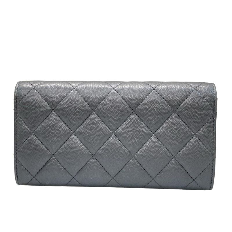 Chanel Long Wallet Matelasse Dark Gray