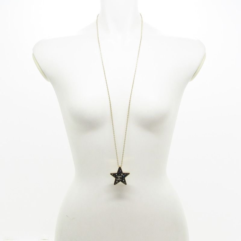 Chanel Necklace - Gold X Black X Clear Star Coco Mark