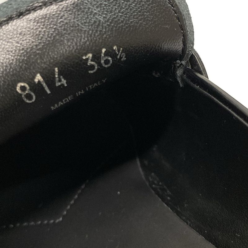 Prada Loafers 36 1 2 Women's Brushed Leather Loafers Black And Silver Studded