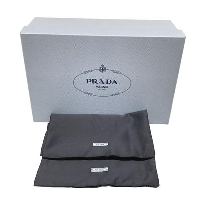 Prada Loafers 36 1 2 Women's Brushed Leather Loafers Black And Silver Studded