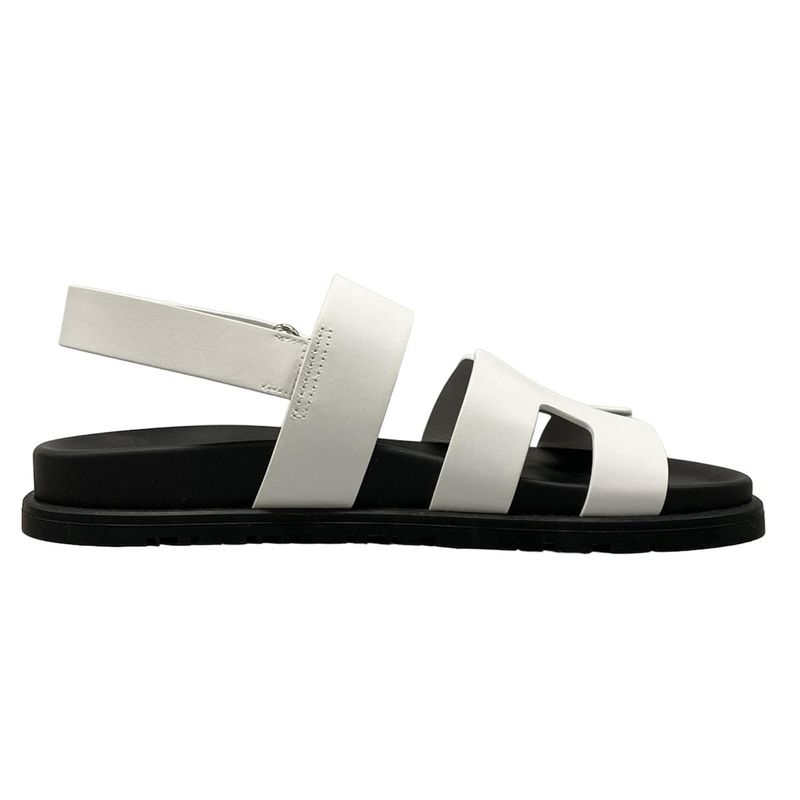Hermes Sandals 375 Women's Zinnias H242159z White And Black Leather