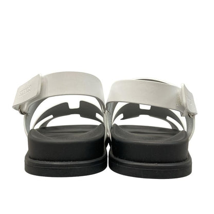 Hermes Sandals 375 Women's Zinnias H242159z White And Black Leather