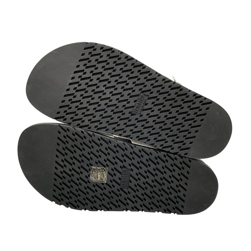 Hermes Sandals 375 Women's Zinnias H242159z White And Black Leather