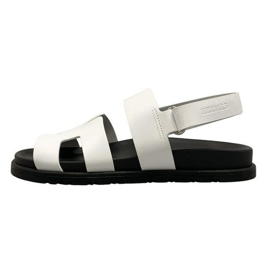 Hermes Sandals 375 Women's Zinnias H242159z White And Black Leather