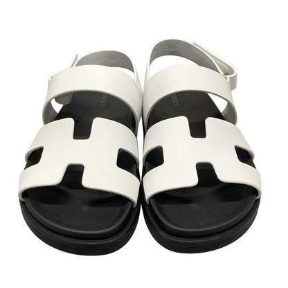 Hermes Sandals 375 Women's Zinnias H242159z White And Black Leather