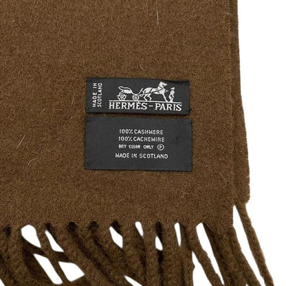 Em4834 Hermes Muffler - Fringe Cashmere Logo Brown Hermes
