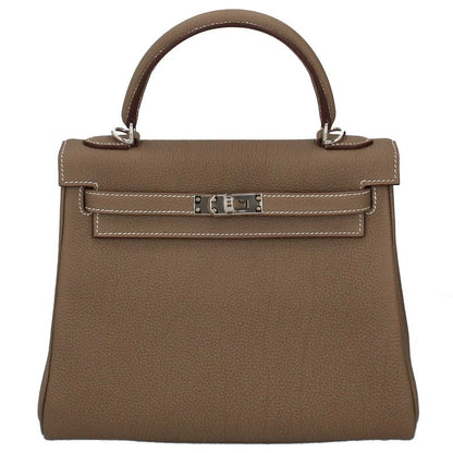 Hermes Kelly 25 Inside Stitching Togo Women's Handbag Etoupe