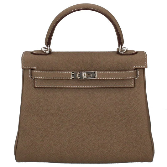 Hermes Kelly 25 Inside Stitching Togo Women's Handbag Etoupe