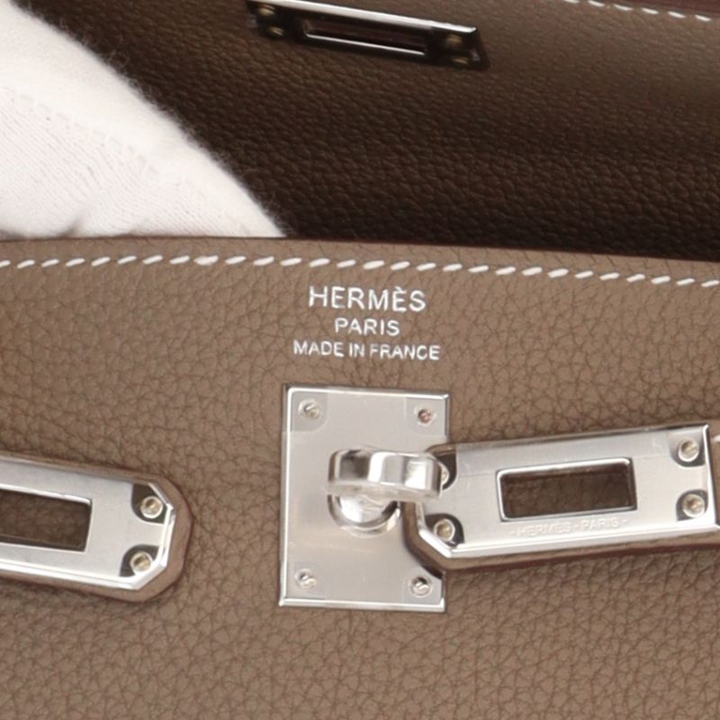 Hermes Kelly 25 Inside Stitching Togo Women's Handbag Etoupe
