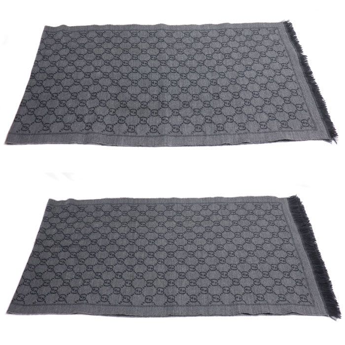 Gucci GG Pattern Wool Scarf Gray Men's