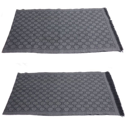 Gucci GG Pattern Wool Scarf Gray Men's