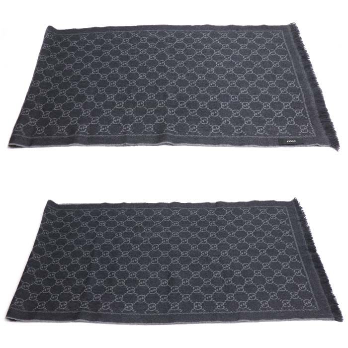 Gucci GG Pattern Wool Scarf Gray Men's