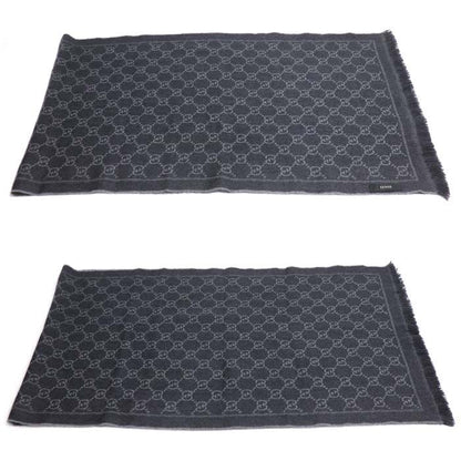Gucci GG Pattern Wool Scarf Gray Men's