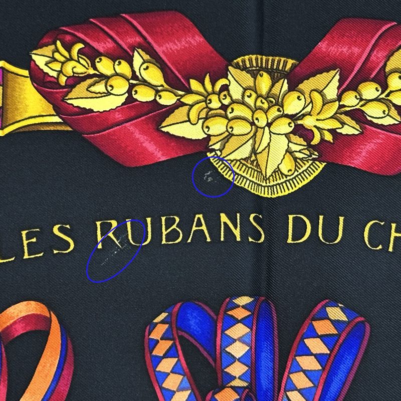 Hermes Scarf Carre90 Les Rubans Du Cheval Horse Ribbon Women'S Brand Silk Black