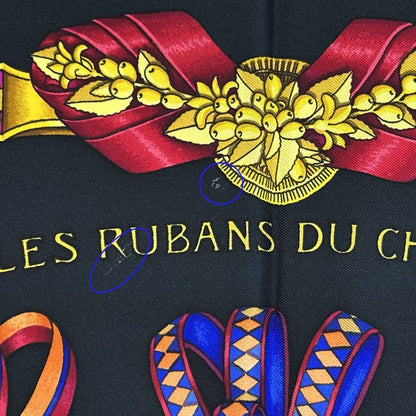 Hermes Scarf Carre90 Les Rubans Du Cheval Horse Ribbon Women'S Brand Silk Black