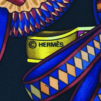 Hermes Scarf Carre90 Les Rubans Du Cheval Horse Ribbon Women'S Brand Silk Black