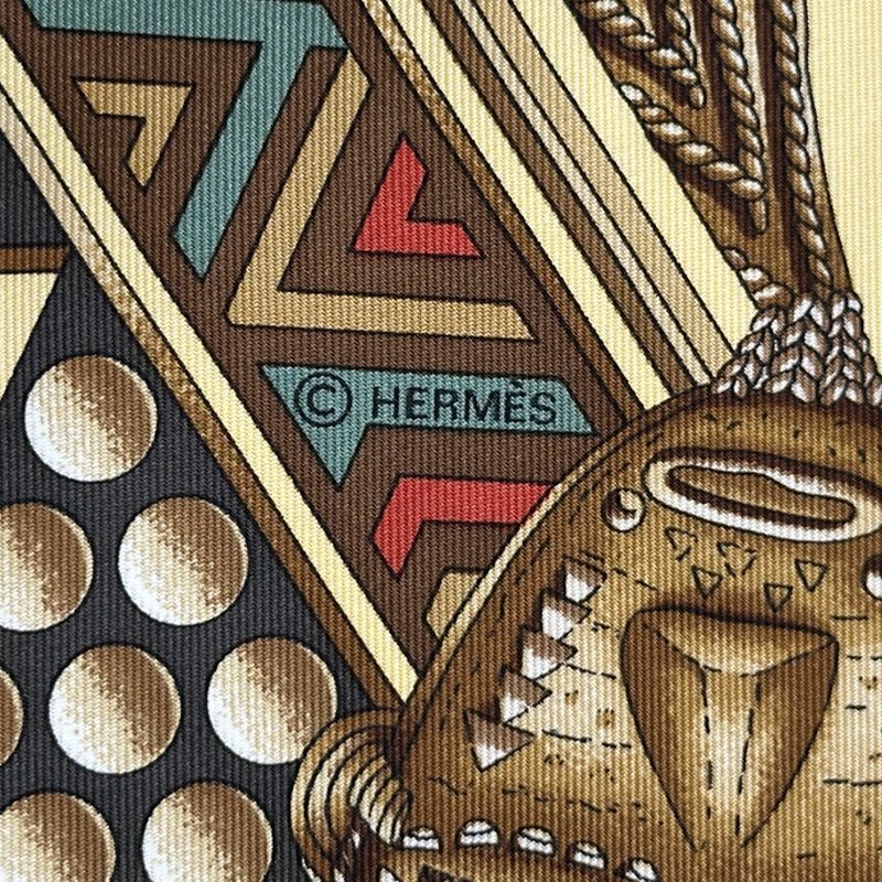Hermes Scarf Carre90 L'or Des Chefs Gold of the Chiefs Women'S Brand Silk