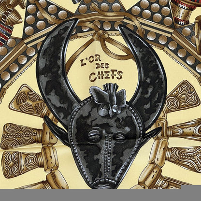 Hermes Scarf Carre90 L'or Des Chefs Gold of the Chiefs Women'S Brand Silk